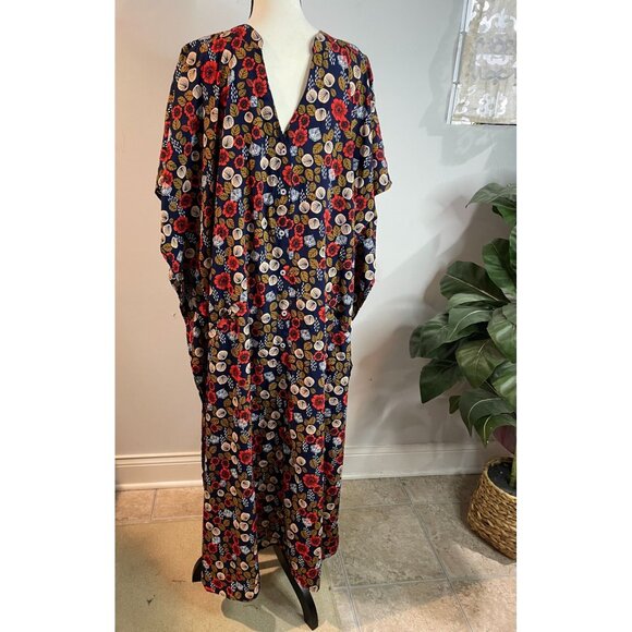 Paula Blouse Floral Caftan Dress With Pockets - Multicolor Print - Picture 3 of 12